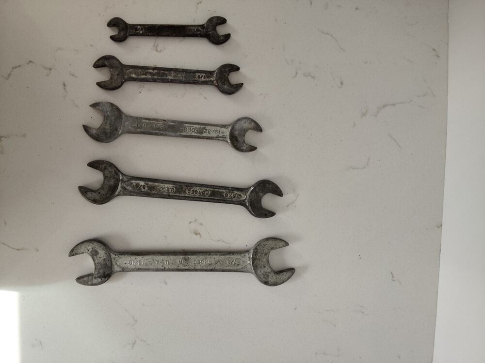 Set Of 5 Vintage Tools Westline Open End Wrenches Forged In USA Garage